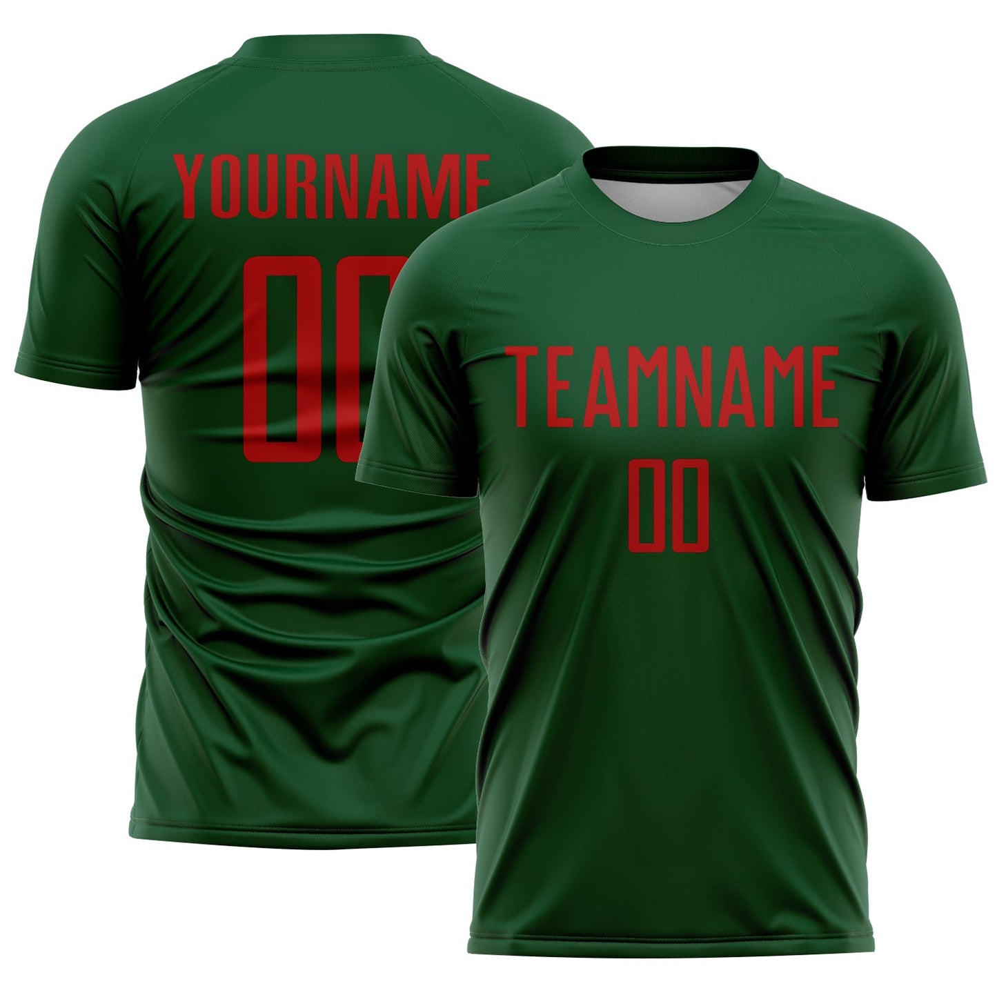Custom Green Red Sublimation Soccer Uniform Jersey - Main View