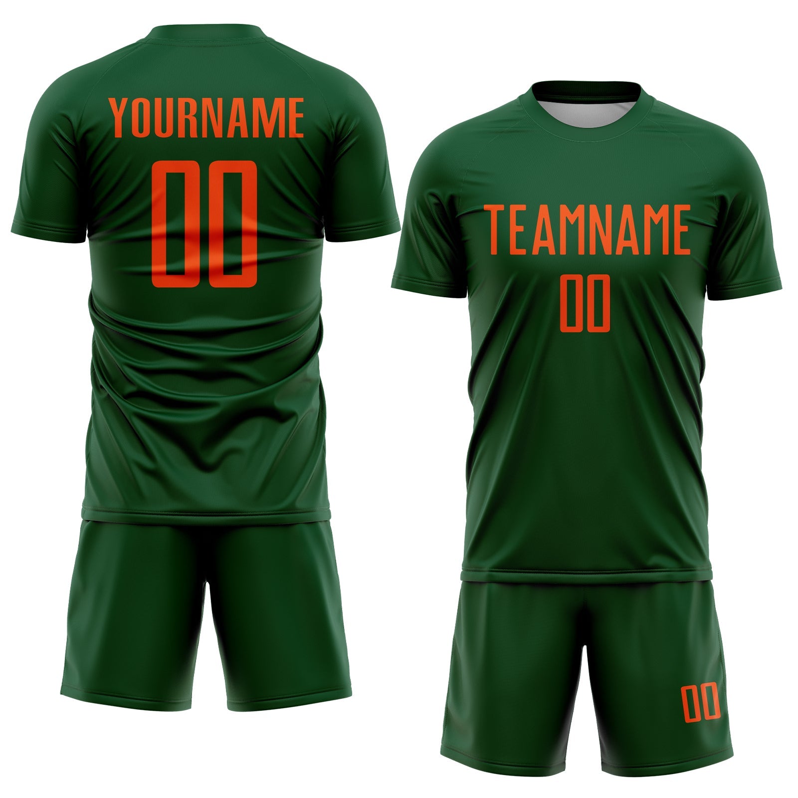 Custom Green Orange Sublimation Soccer Uniform Jersey view 2