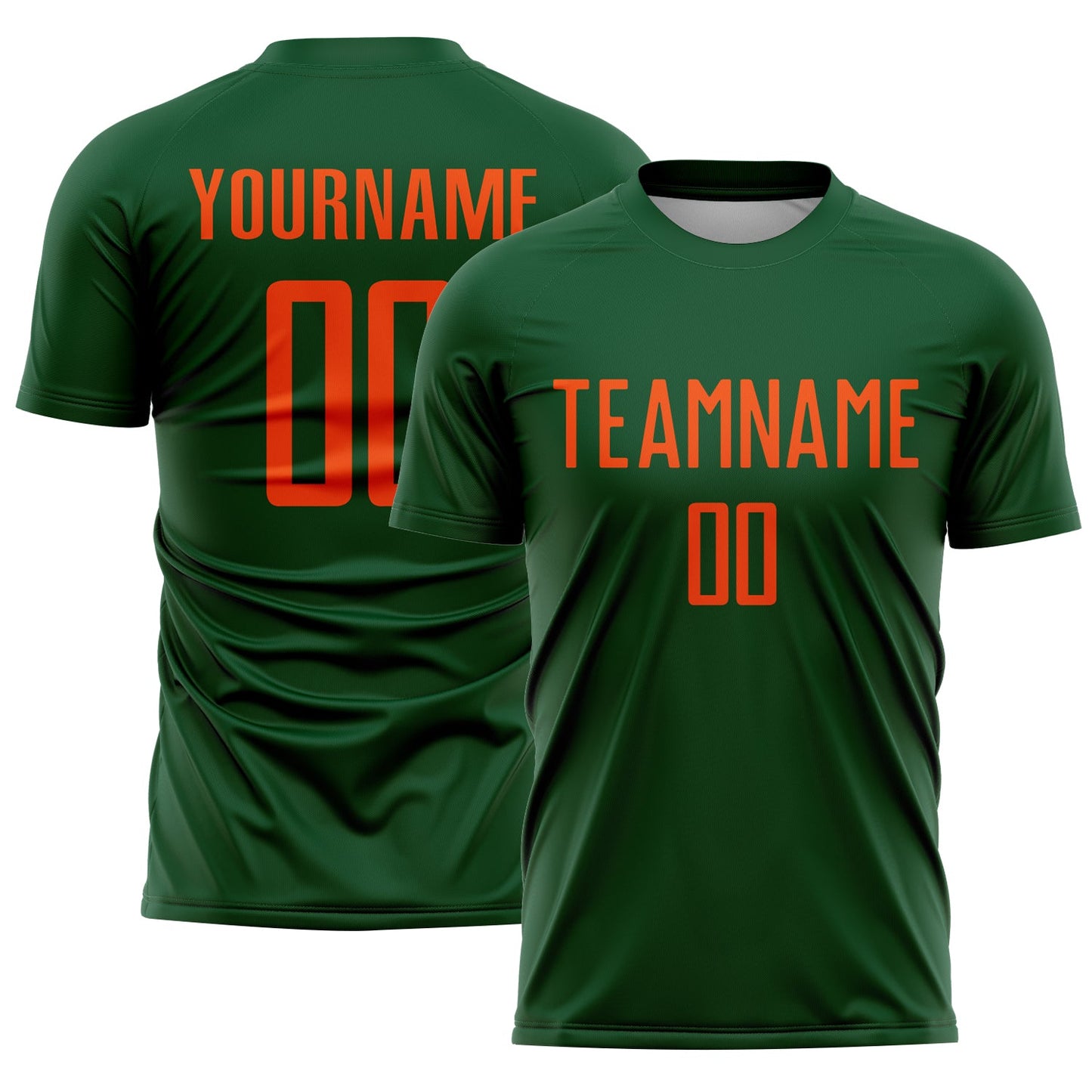 Custom Green Orange Sublimation Soccer Uniform Jersey - Main View