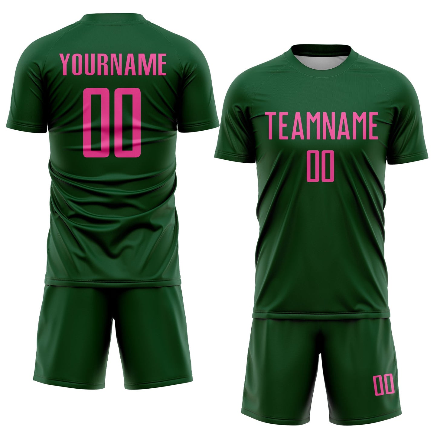 Custom Green Pink Sublimation Soccer Uniform Jersey view 2