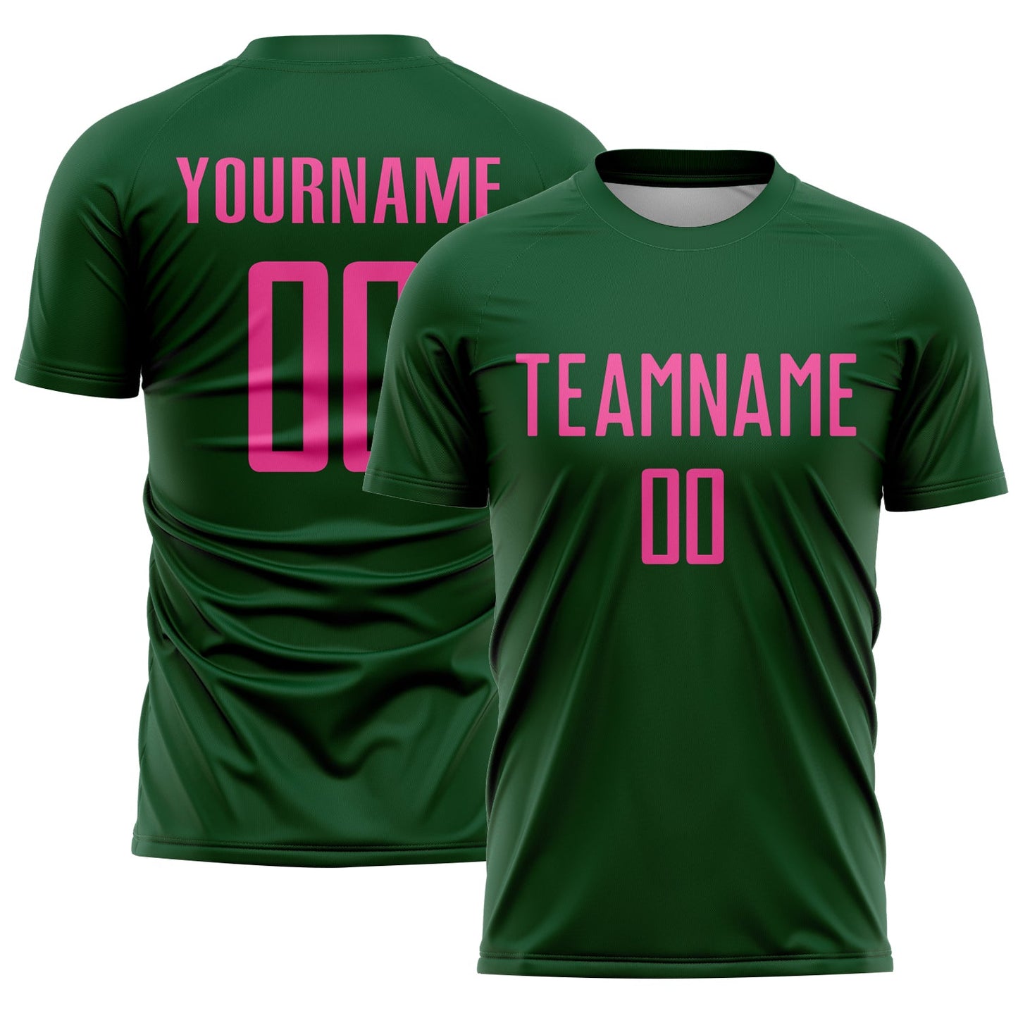 Custom Green Pink Sublimation Soccer Uniform Jersey - Main View