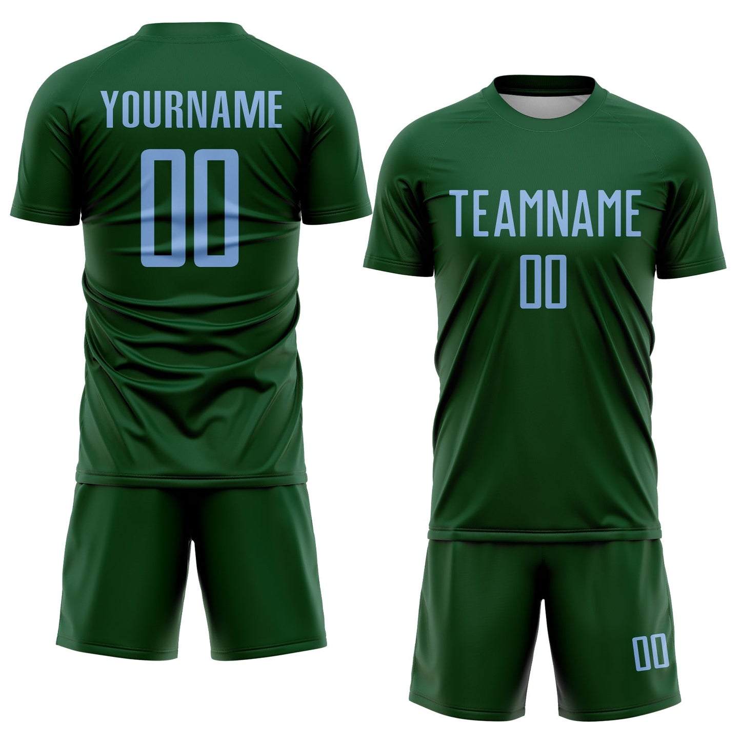 Custom Green Light Blue Sublimation Soccer Uniform Jersey view 2