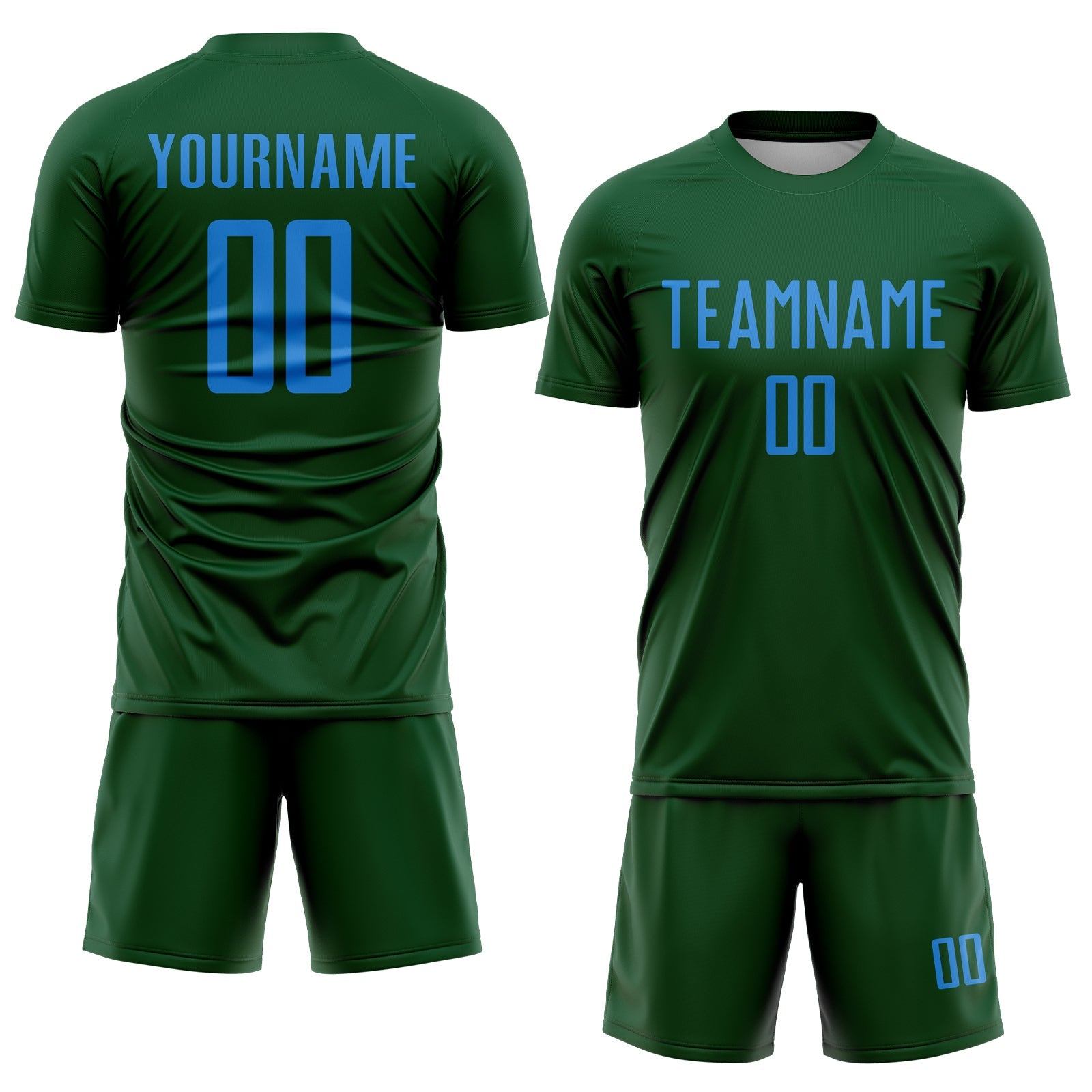 Custom Green Powder Blue Sublimation Soccer Uniform Jersey view 2