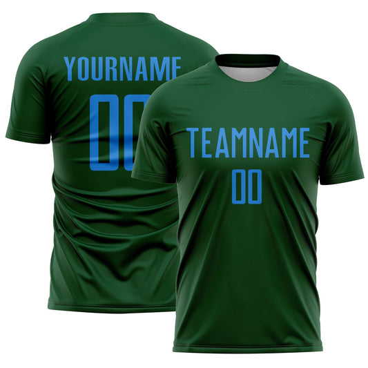 Custom Green Powder Blue Sublimation Soccer Uniform Jersey - Main View