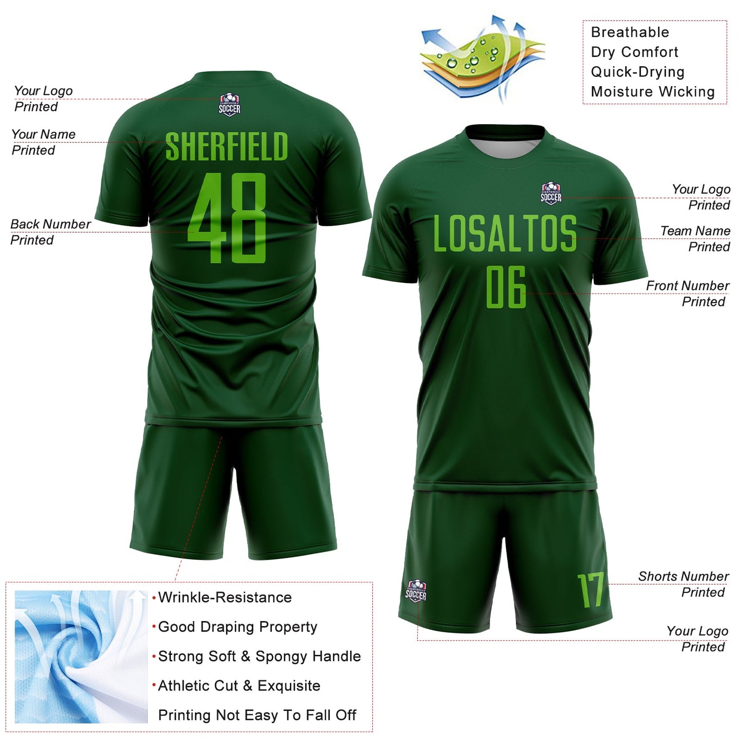 Custom Green Aurora Green Sublimation Soccer Uniform Jersey view 4
