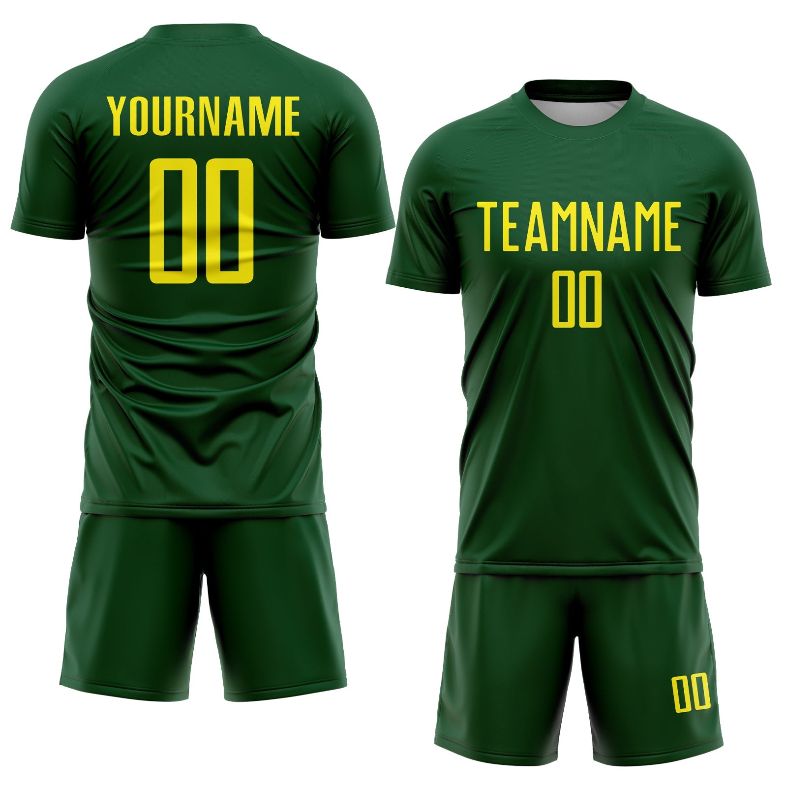 Custom Green Light Yellow Sublimation Soccer Uniform Jersey view 2