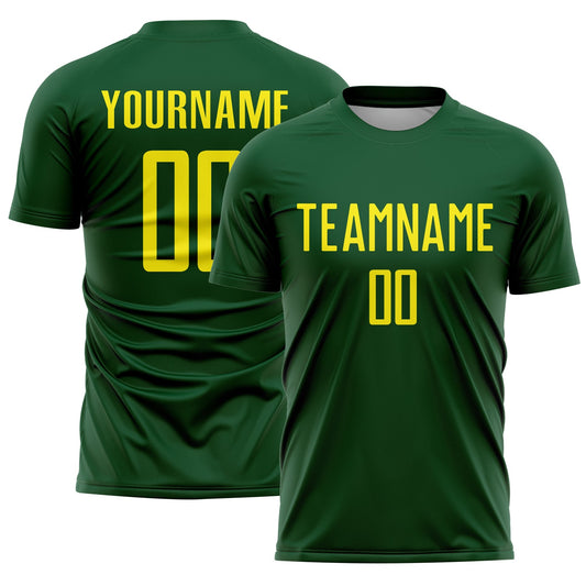 Custom Green Light Yellow Sublimation Soccer Uniform Jersey - Main View