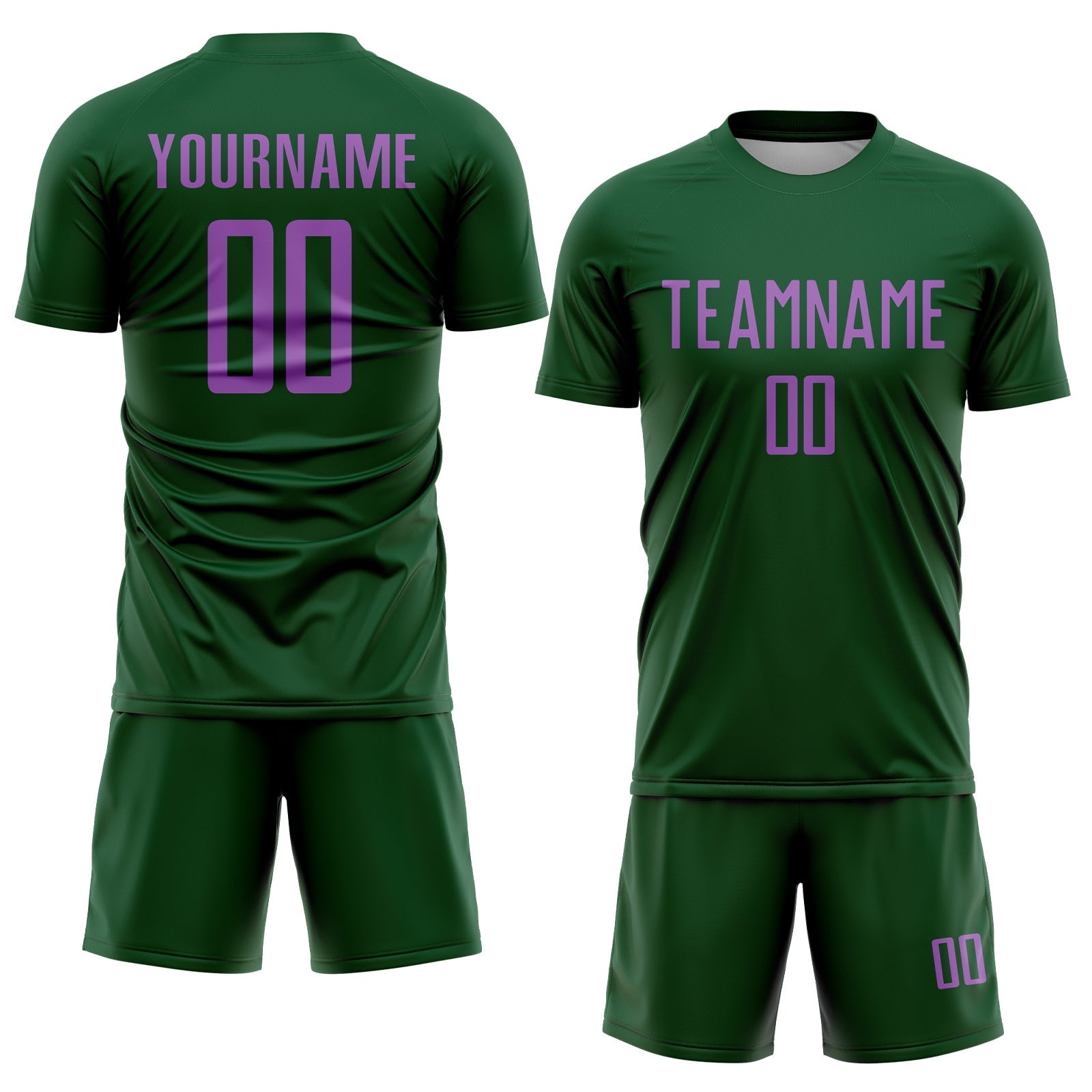 Custom Green Medium Purple Sublimation Soccer Uniform Jersey view 2