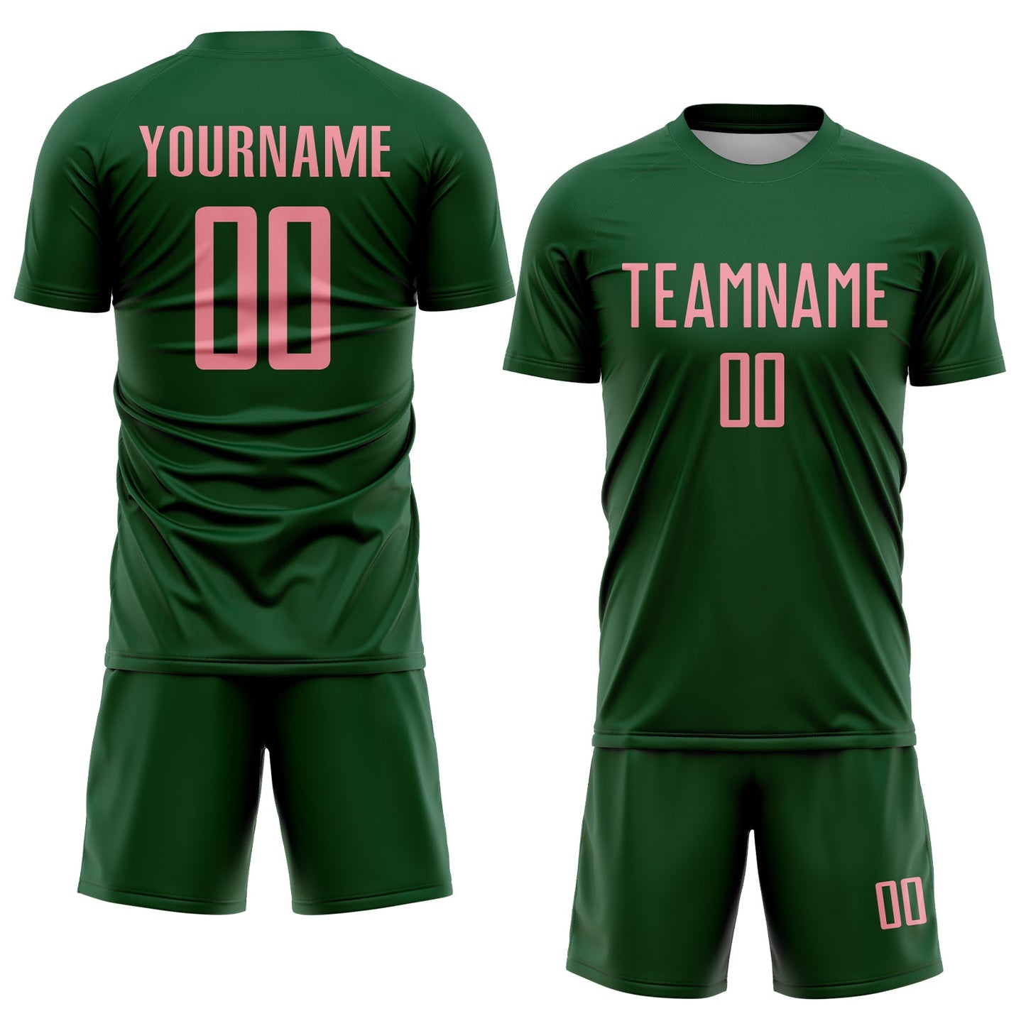 Custom Green Medium Pink Sublimation Soccer Uniform Jersey view 2