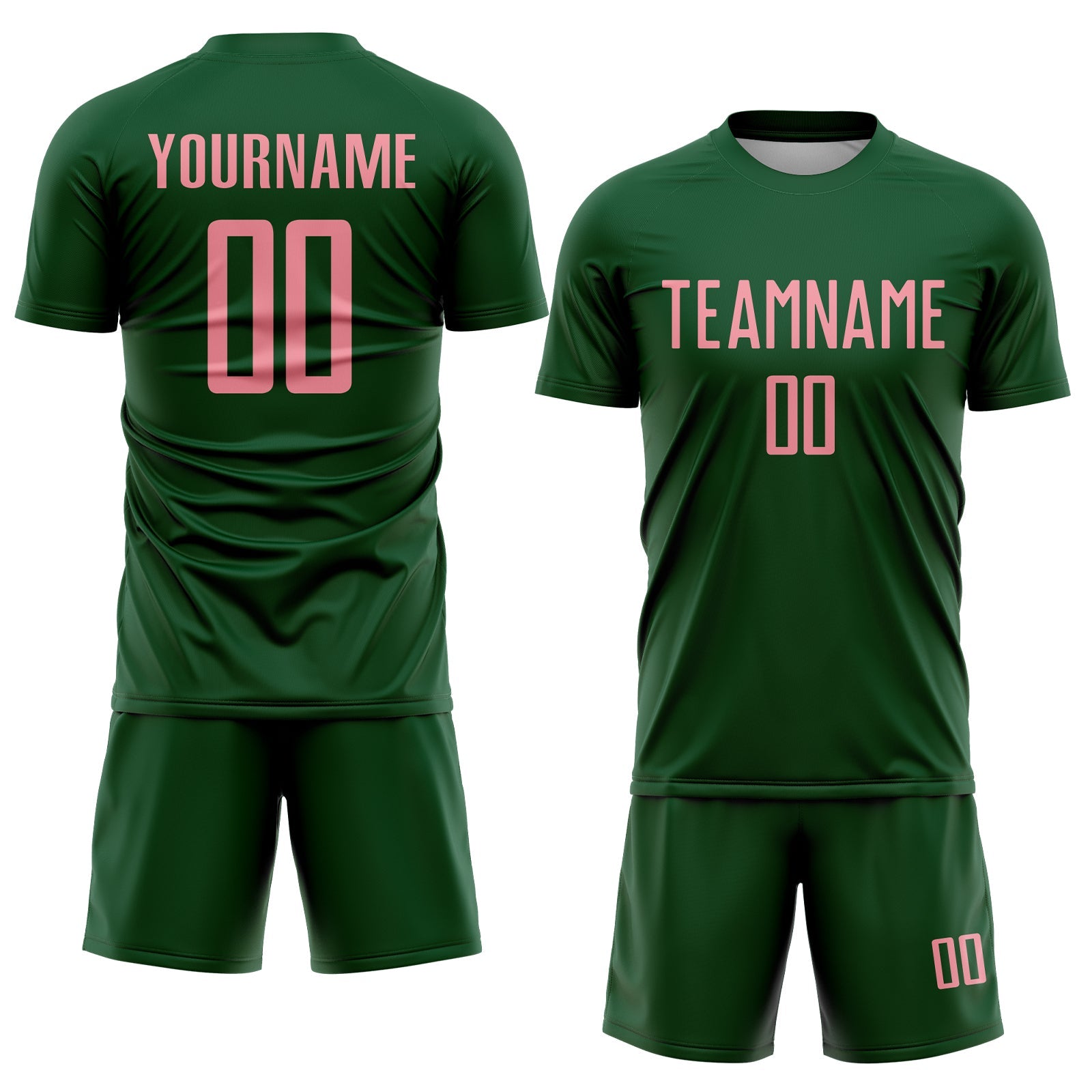 Custom Green Medium Pink Sublimation Soccer Uniform Jersey view 2