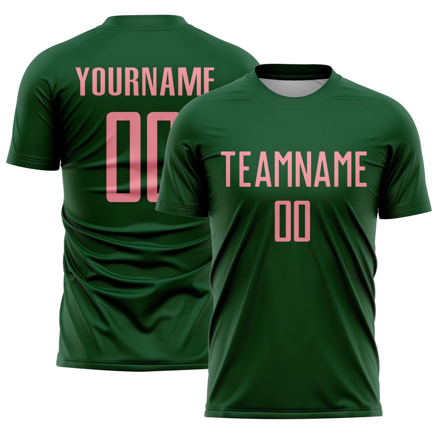 Custom Green Medium Pink Sublimation Soccer Uniform Jersey - Main View