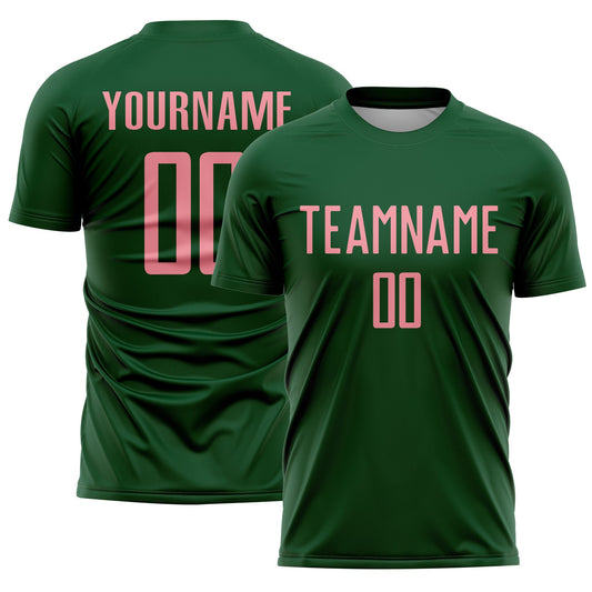 Custom Green Medium Pink Sublimation Soccer Uniform Jersey - Main View