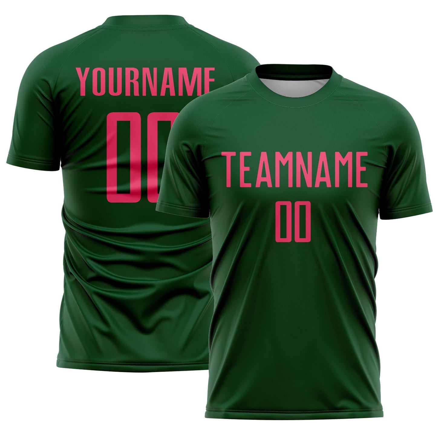Custom Green Neon Pink Sublimation Soccer Uniform Jersey - Main View
