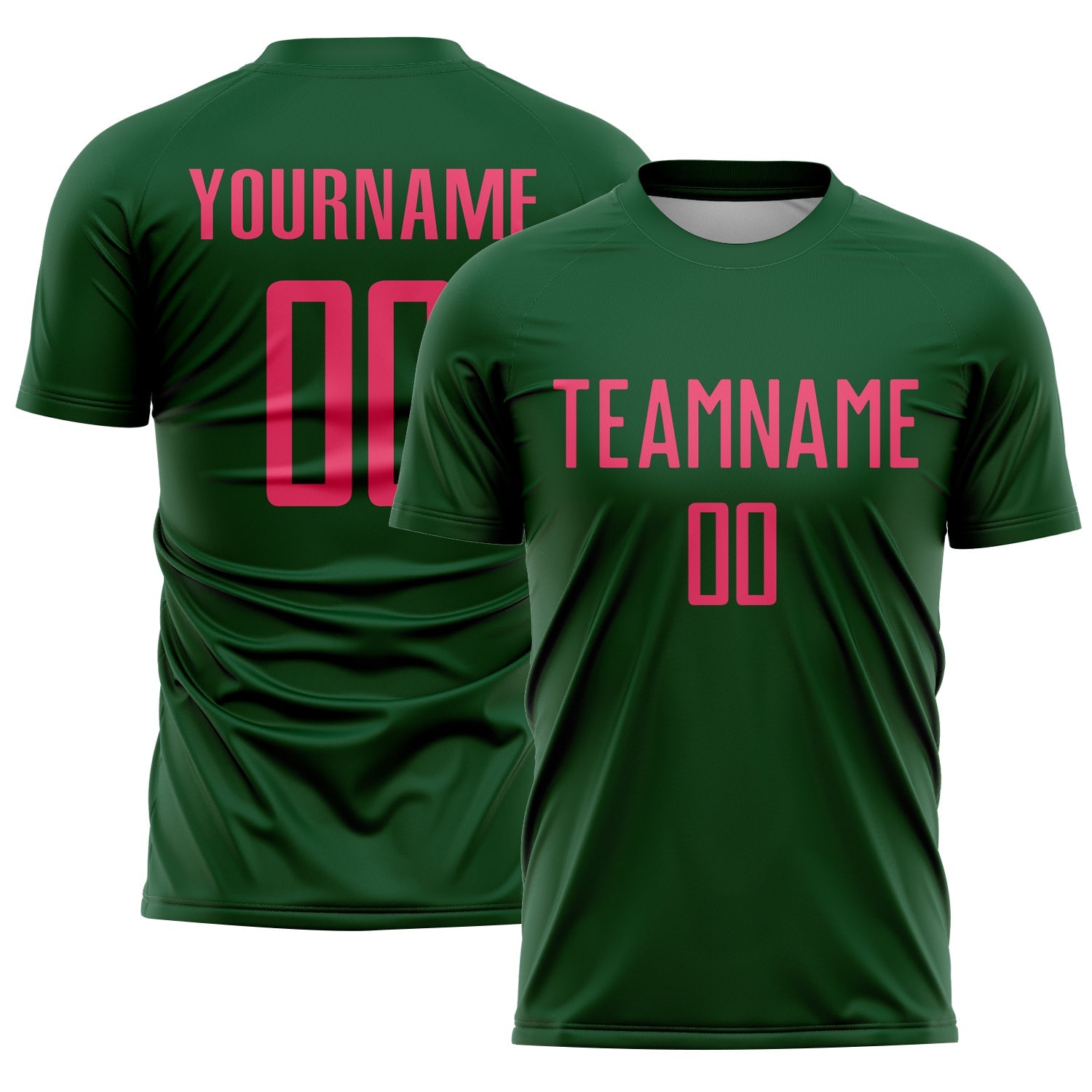 Custom Green Neon Pink Sublimation Soccer Uniform Jersey - Main View
