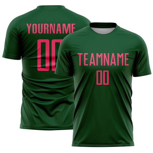 Custom Green Neon Pink Sublimation Soccer Uniform Jersey - Main View