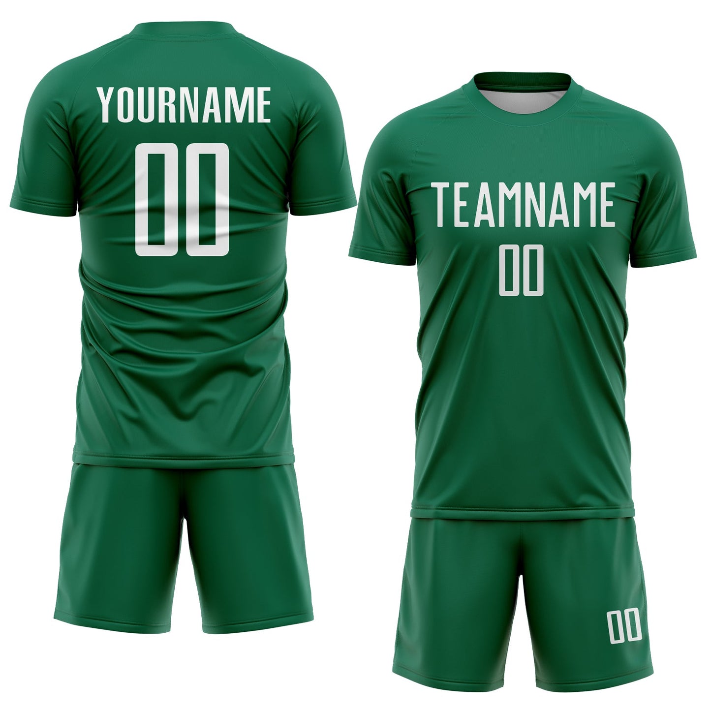 Custom Kelly Green White Sublimation Soccer Uniform Jersey view 2
