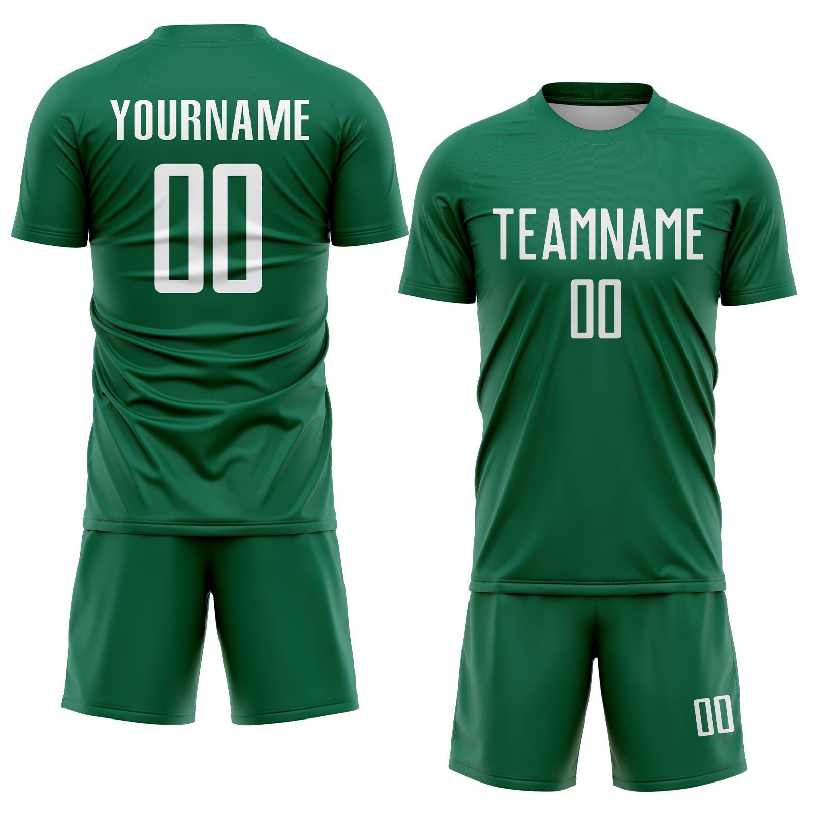 Custom Kelly Green White Sublimation Soccer Uniform Jersey view 2