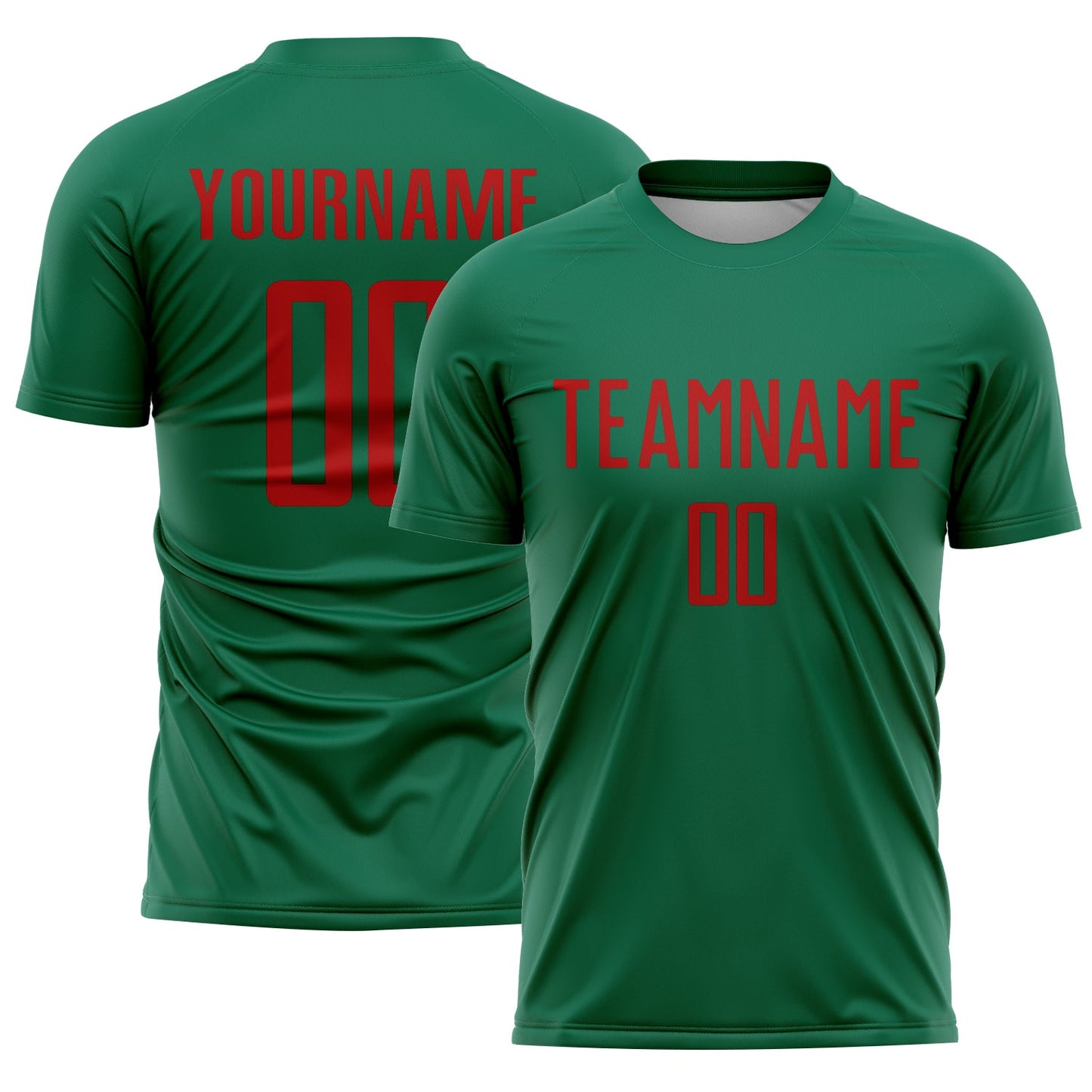 Custom Kelly Green Red Sublimation Soccer Uniform Jersey - Main View
