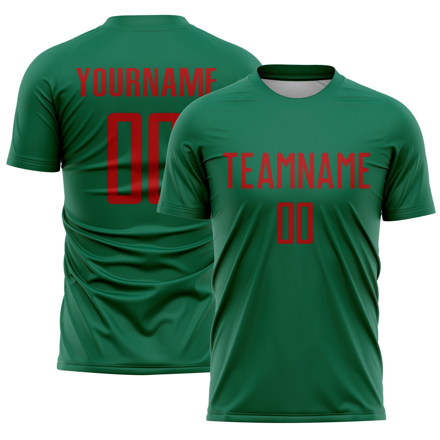 Custom Kelly Green Red Sublimation Soccer Uniform Jersey - Main View