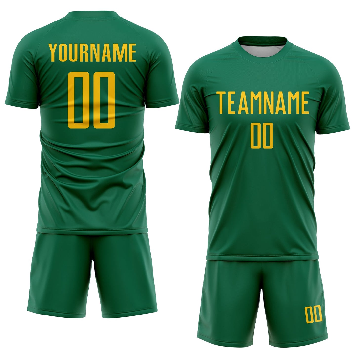 Custom Kelly Green Yellow Sublimation Soccer Uniform Jersey view 2