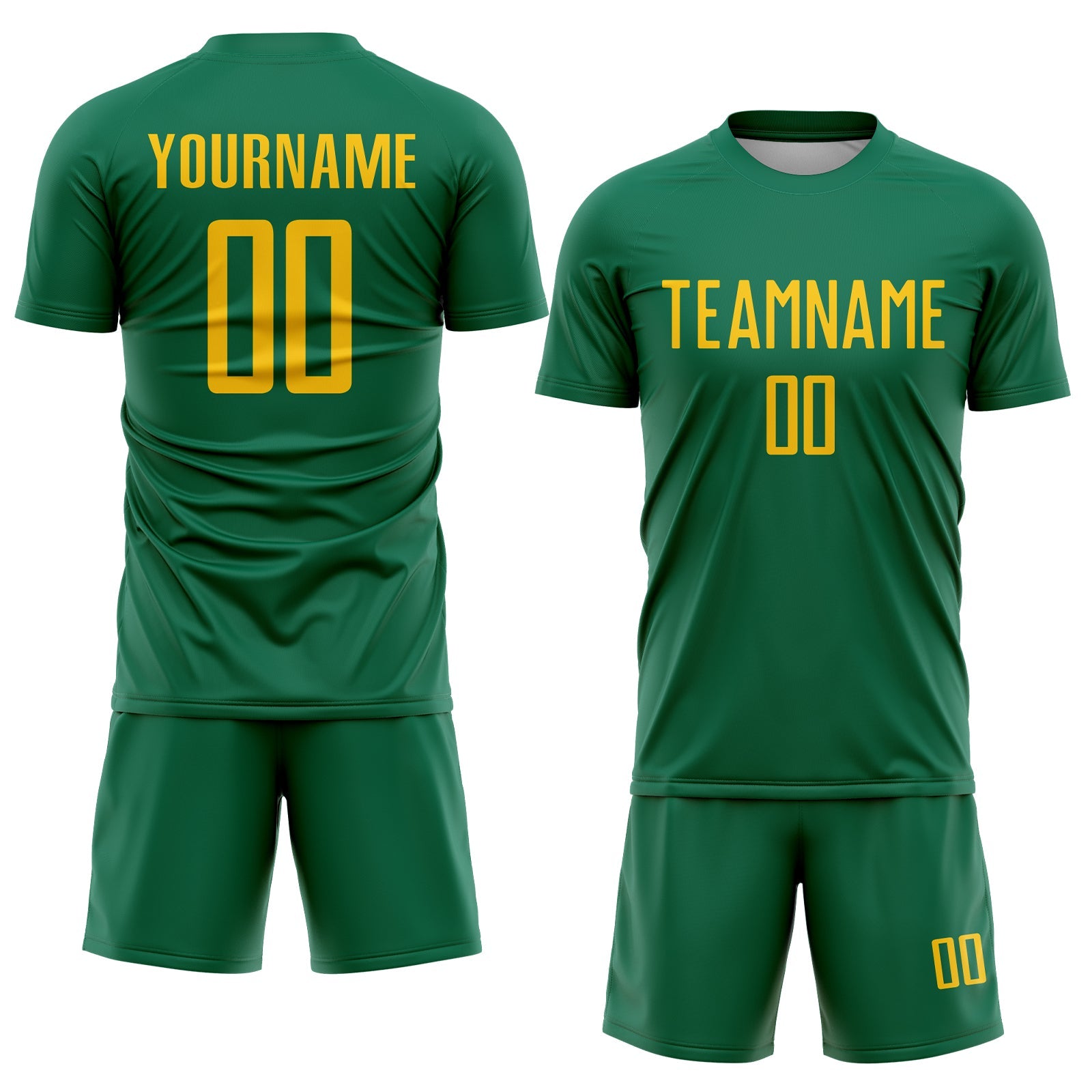 Custom Kelly Green Yellow Sublimation Soccer Uniform Jersey view 2