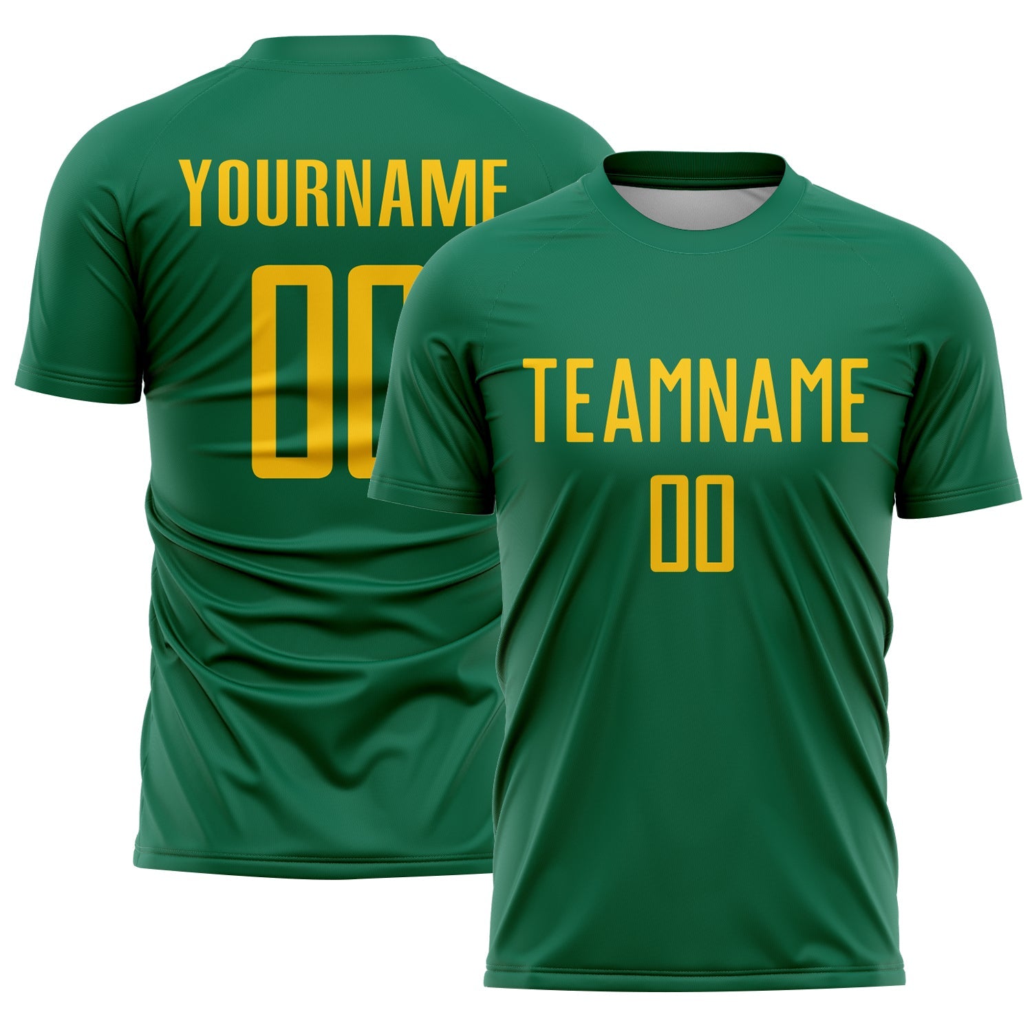 Custom Kelly Green Yellow Sublimation Soccer Uniform Jersey - Main View