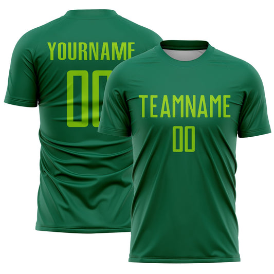Custom Kelly Green Neon Green Sublimation Soccer Uniform Jersey - Main View