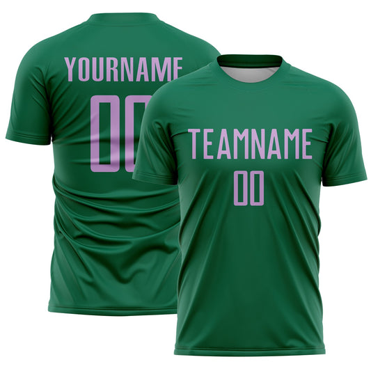 Custom Kelly Green Light Purple Sublimation Soccer Uniform Jersey - Main View