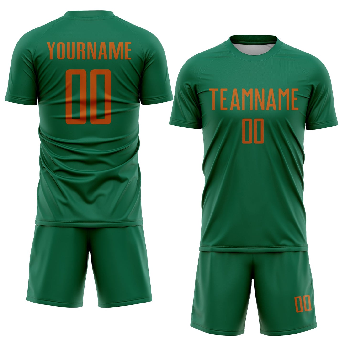 Custom Kelly Green Texas Orange Sublimation Soccer Uniform Jersey view 2