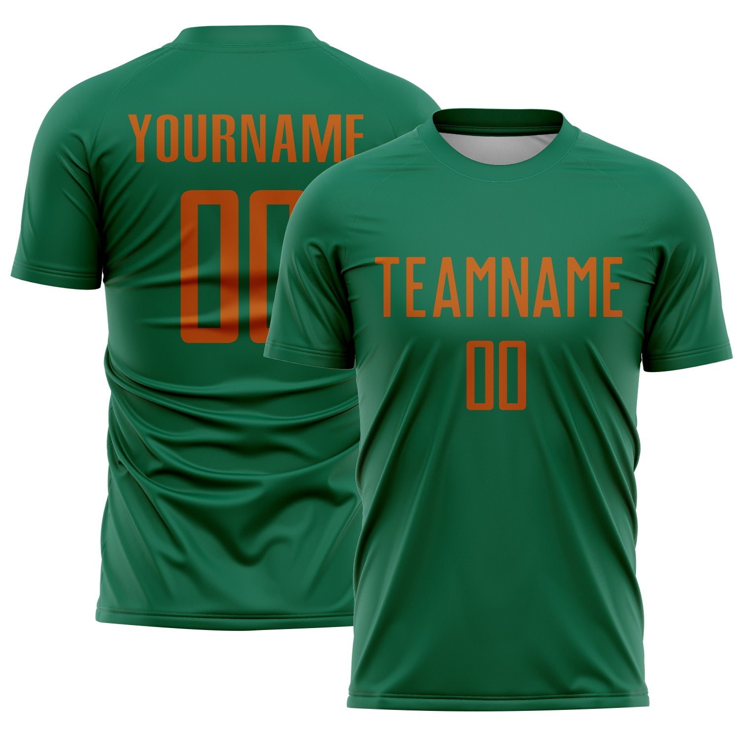 Custom Kelly Green Texas Orange Sublimation Soccer Uniform Jersey - Main View