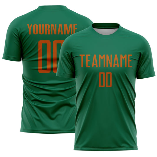 Custom Kelly Green Texas Orange Sublimation Soccer Uniform Jersey - Main View