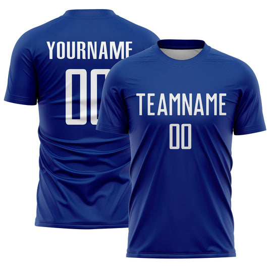 Custom Royal White Sublimation Soccer Uniform Jersey - Main View