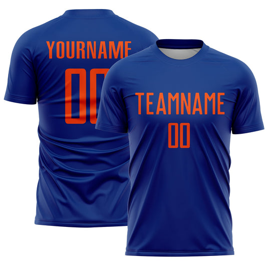 Custom Royal Orange Sublimation Soccer Uniform Jersey - Main View