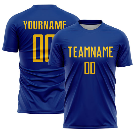 Custom Royal Yellow Sublimation Soccer Uniform Jersey - Main View