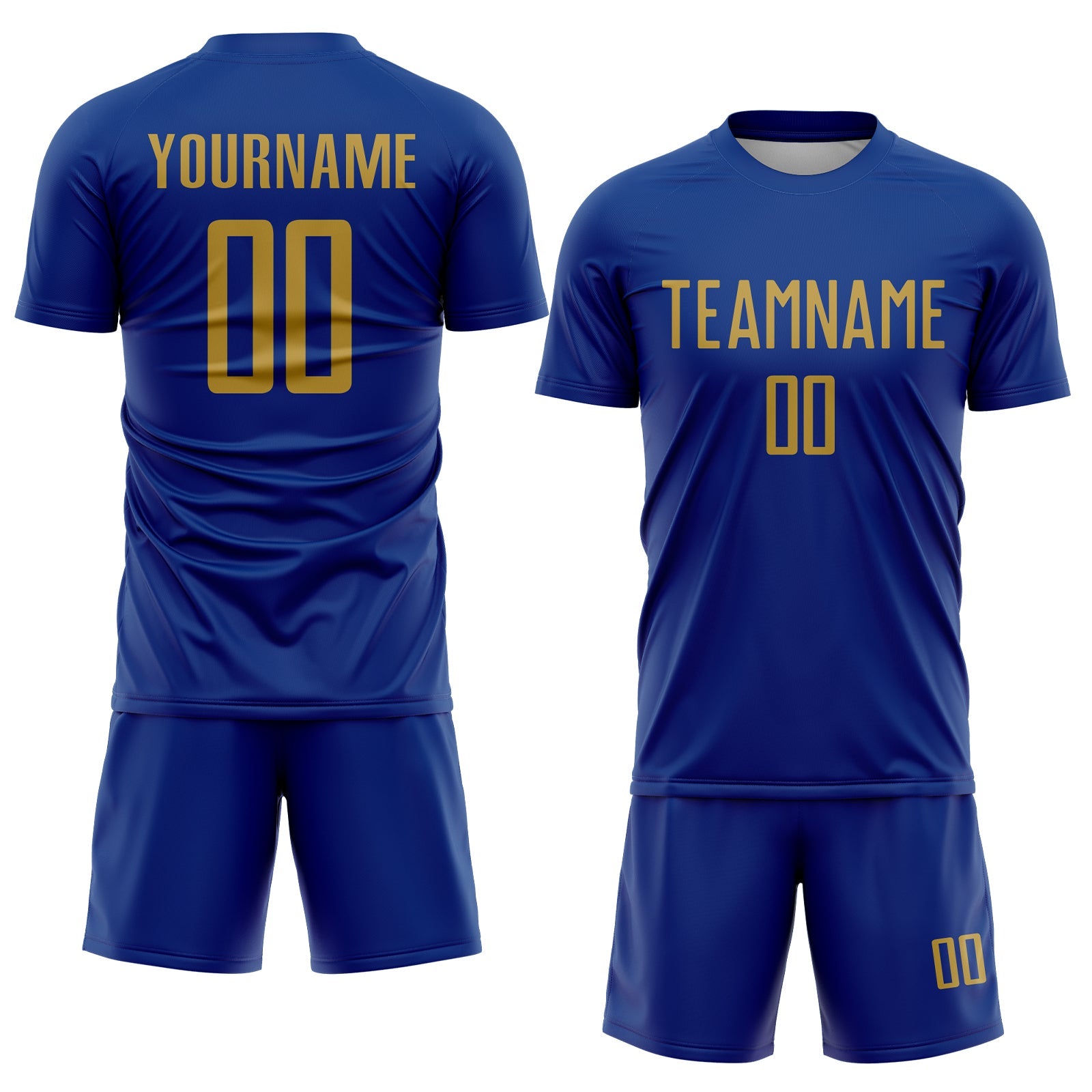 Custom Royal Old Gold Sublimation Soccer Uniform Jersey view 2