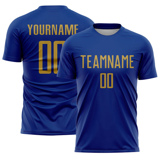 Custom Royal Old Gold Sublimation Soccer Uniform Jersey - Main View