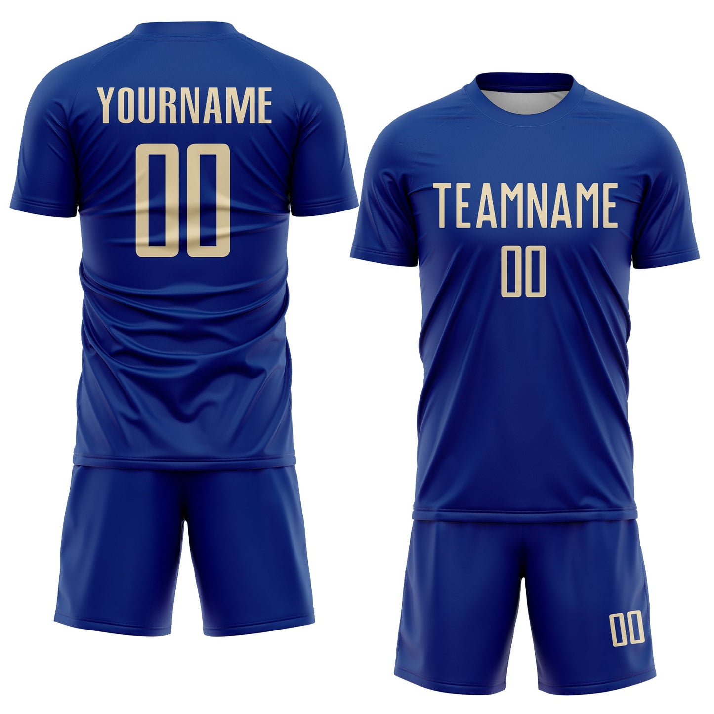 Custom Royal Cream Sublimation Soccer Uniform Jersey view 2
