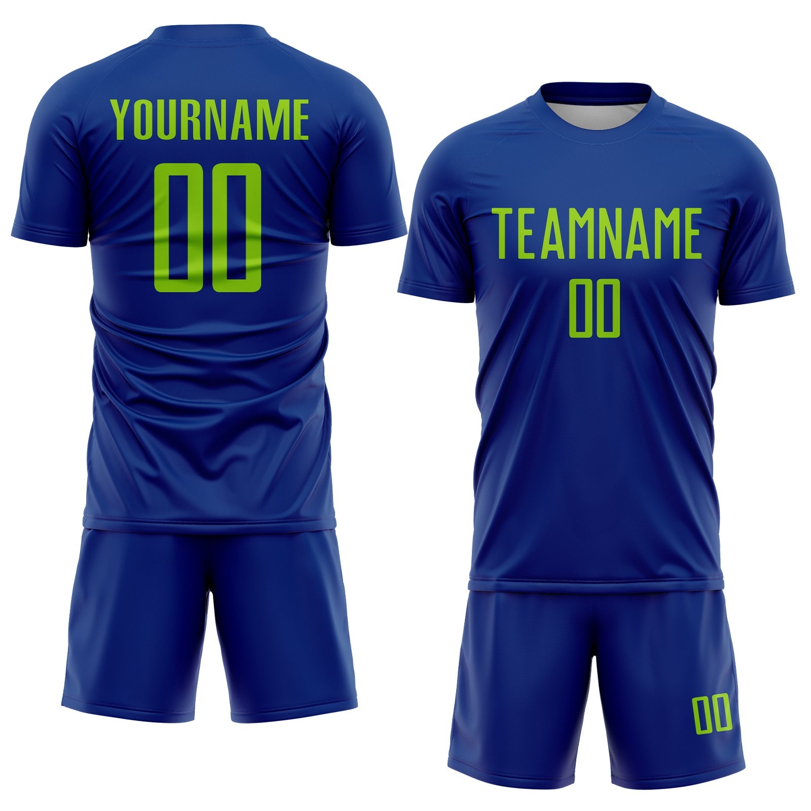 Custom Royal Neon Green Sublimation Soccer Uniform Jersey view 2