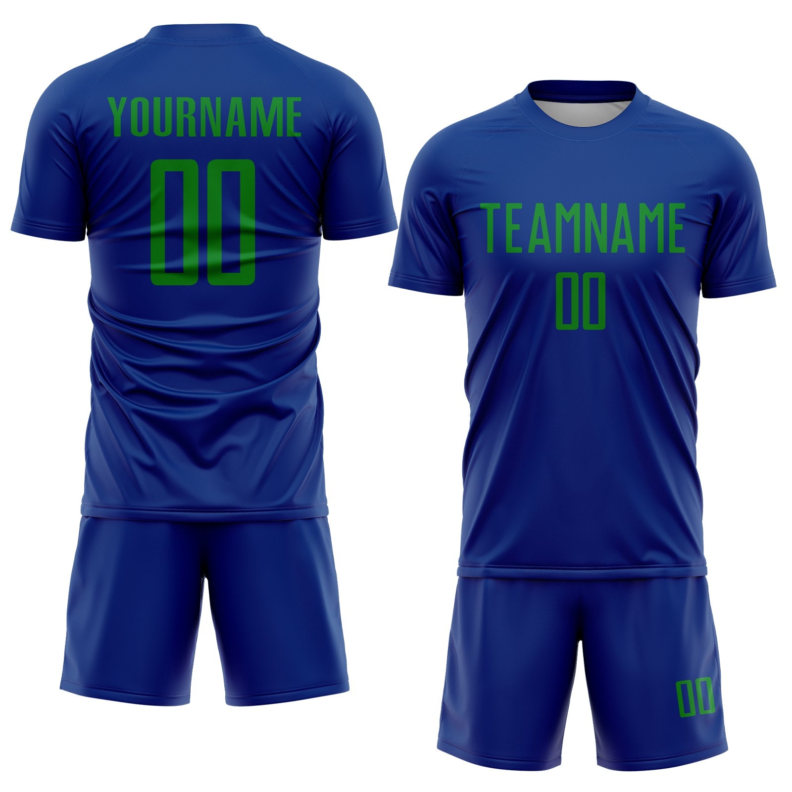 Custom Royal Grass Green Sublimation Soccer Uniform Jersey view 2