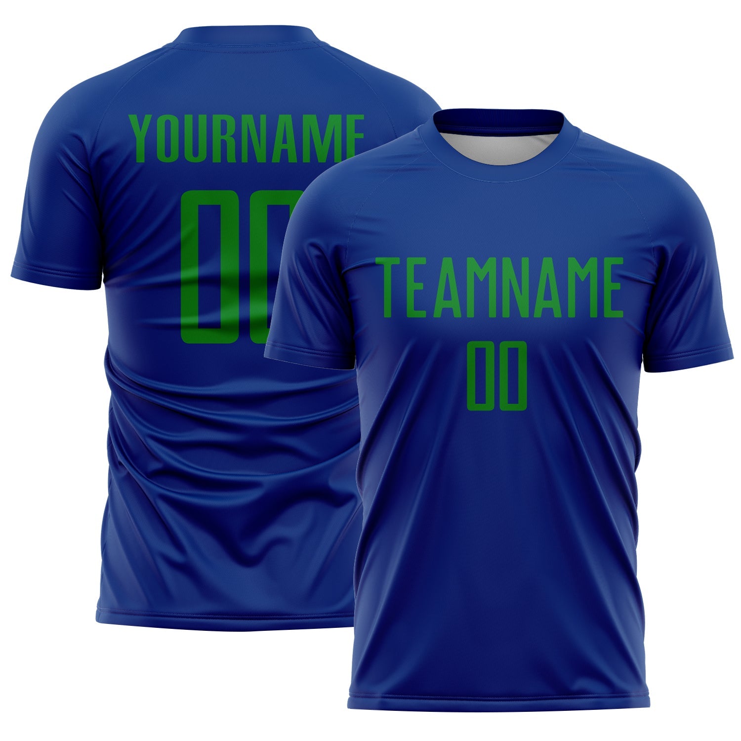 Custom Royal Grass Green Sublimation Soccer Uniform Jersey - Main View