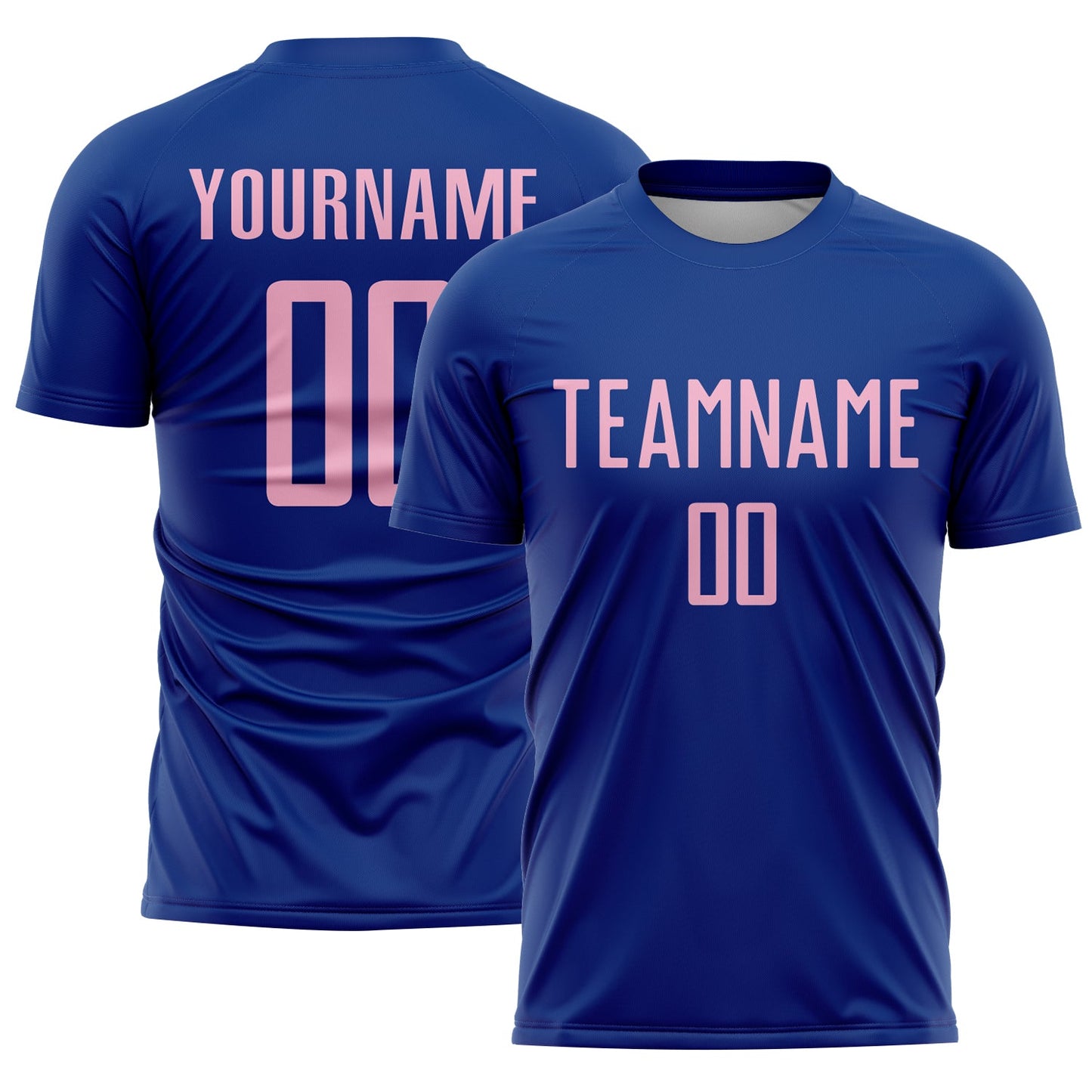 Custom Royal Light Pink Sublimation Soccer Uniform Jersey - Main View
