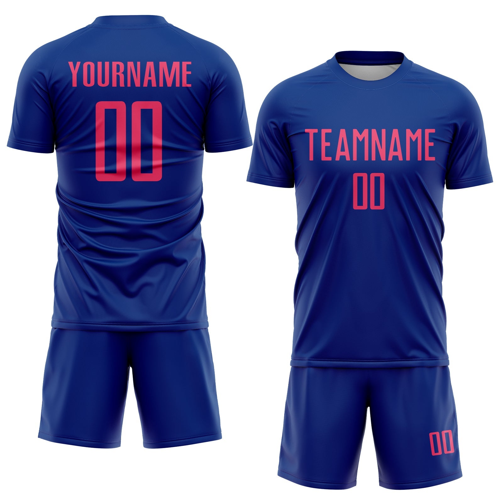 Custom Royal Neon Pink Sublimation Soccer Uniform Jersey view 2