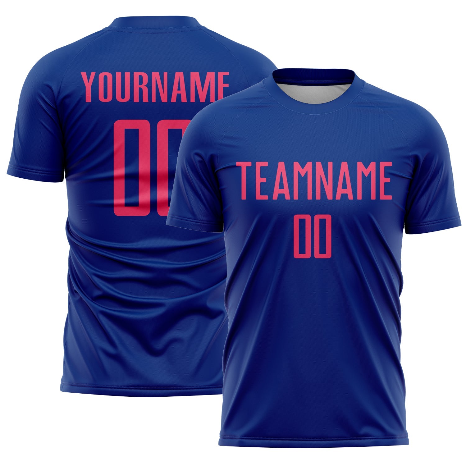 Custom Royal Neon Pink Sublimation Soccer Uniform Jersey - Main View
