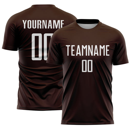 Custom Brown White Sublimation Soccer Uniform Jersey - Main View