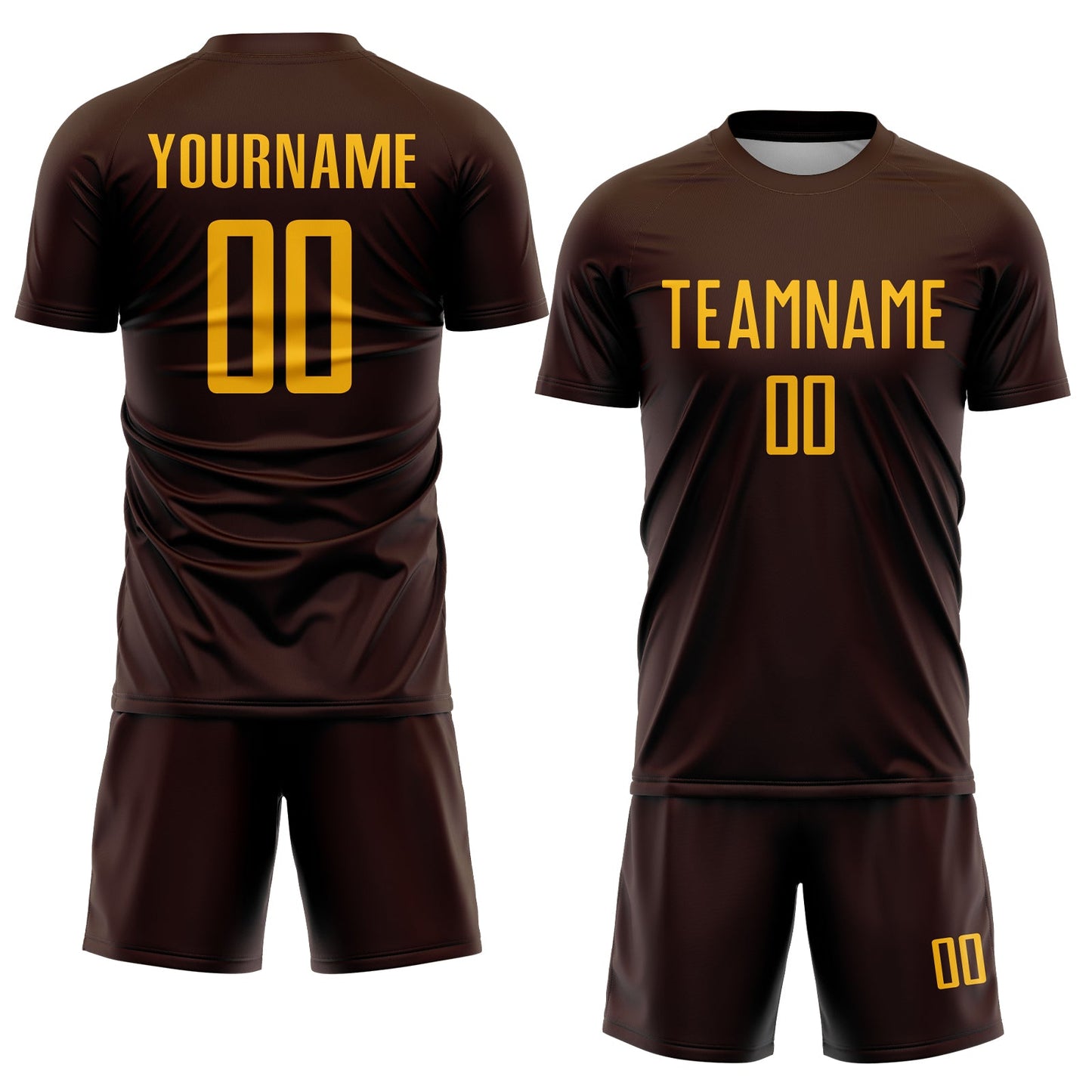 Custom Brown Gold Sublimation Soccer Uniform Jersey view 2