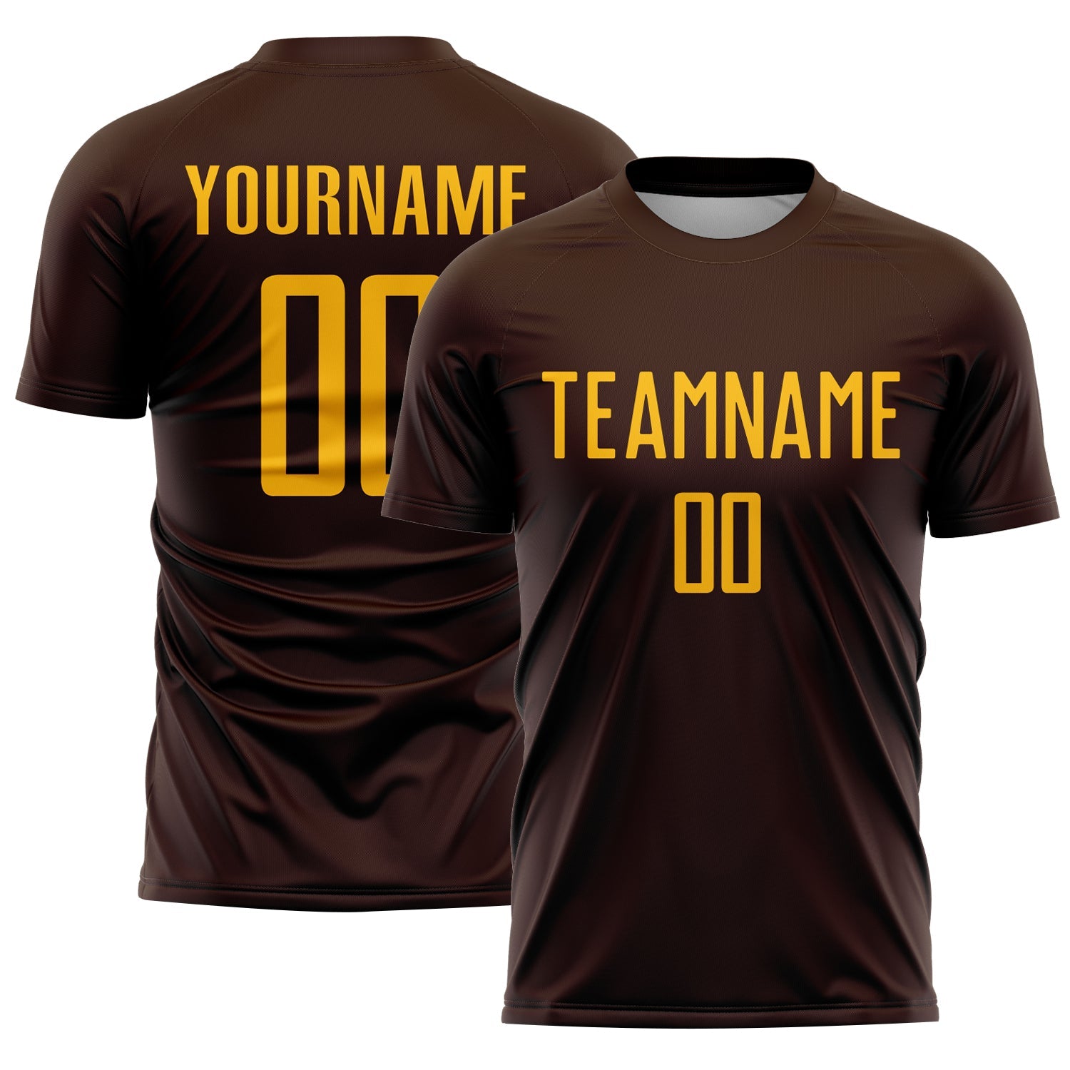 Custom Brown Gold Sublimation Soccer Uniform Jersey - Main View
