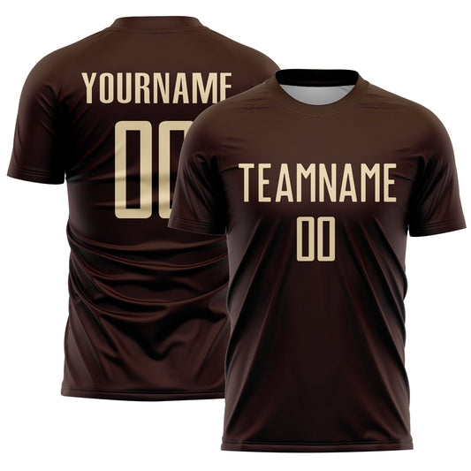 Custom Brown Cream Sublimation Soccer Uniform Jersey - Main View