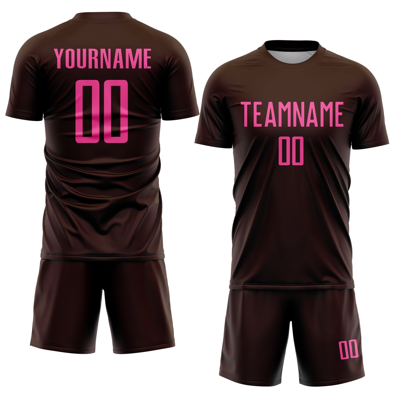 Custom Brown Pink Sublimation Soccer Uniform Jersey view 2
