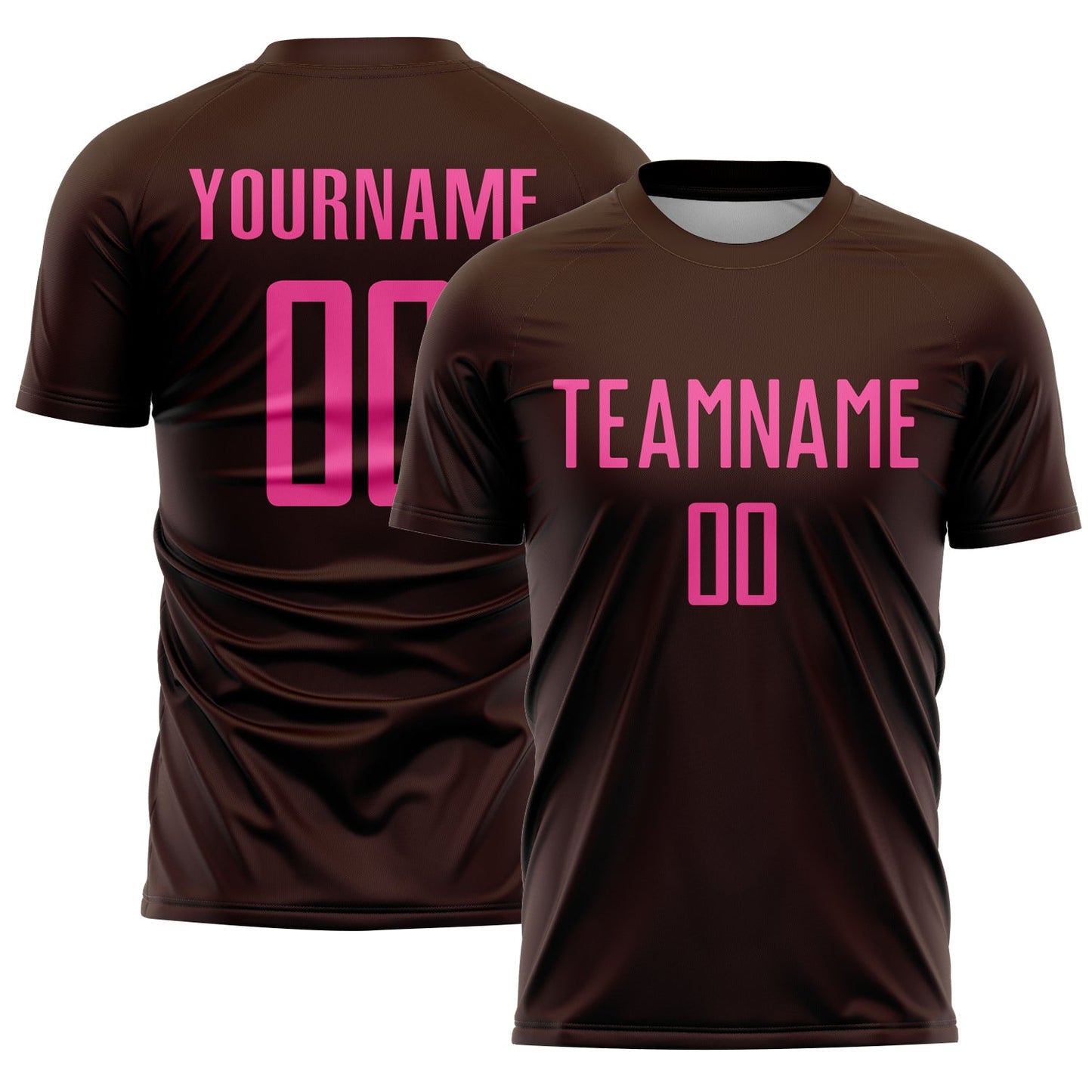 Custom Brown Pink Sublimation Soccer Uniform Jersey - Main View