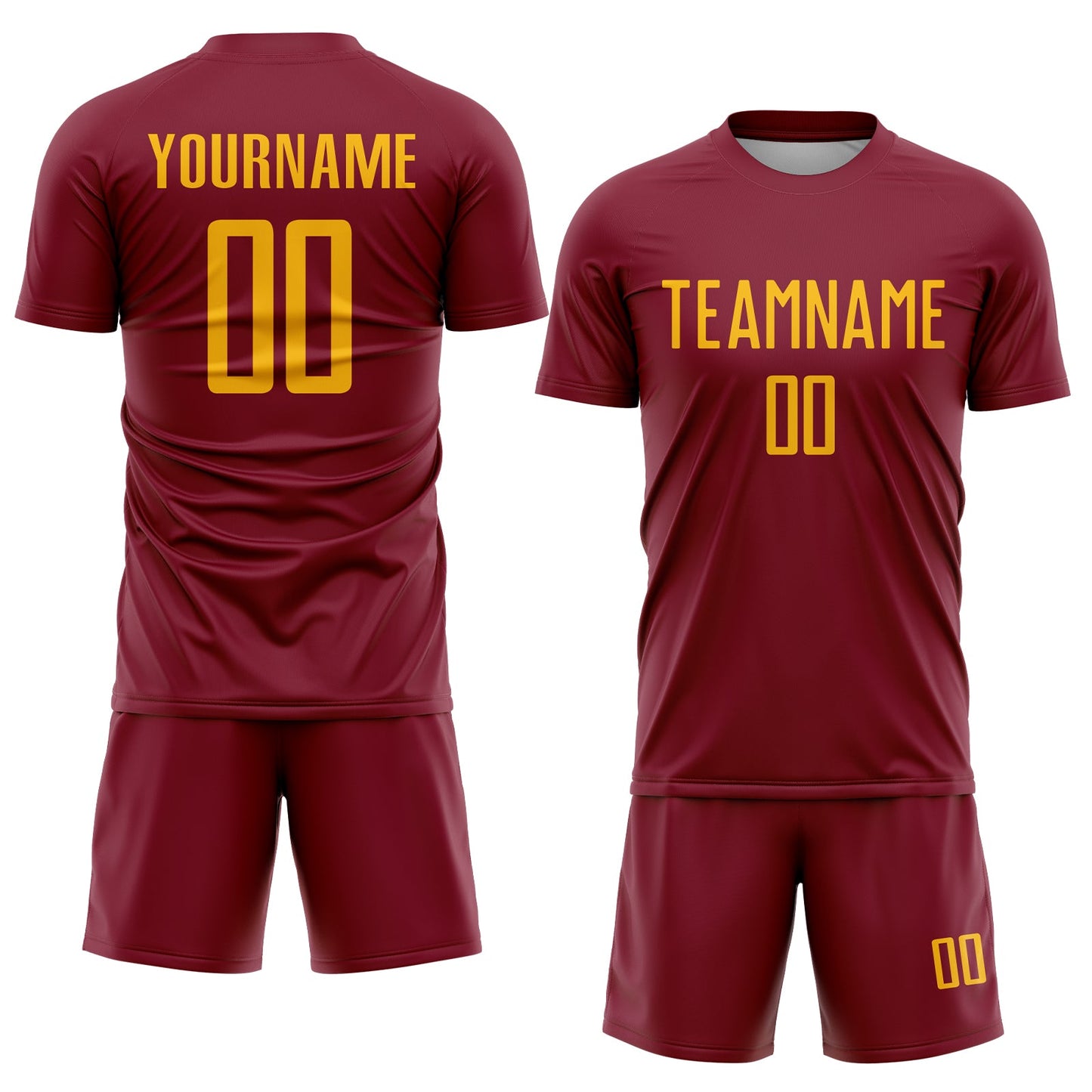Custom Crimson Gold Sublimation Soccer Uniform Jersey view 2